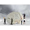 Huge human brain and many little businesspeople around