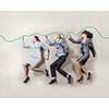 Funny businesspeople lying on floor and acting like running