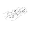 Sketches of food ingredients on white background