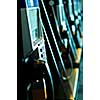 Row of pay phones in airport close up
