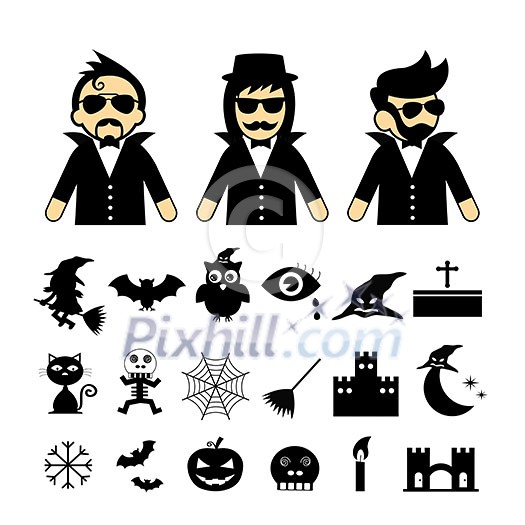 vector halloween icon set on white background vector halloween icon set on white background