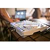 DJ CD player and mixer at wedding