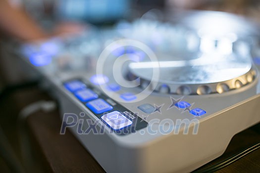 DJ CD player and mixer at wedding DJ CD player and mixer at wedding