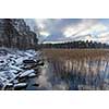 Ice and snow on the lake in november