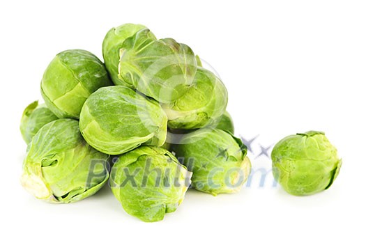 Bunch of green brussels sprouts isolated on white background Bunch of green brussels sprouts isolated on white background
