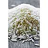 Pile of raw long grain white rice grains