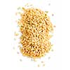 Pile of short brown rice grains isolated on white background