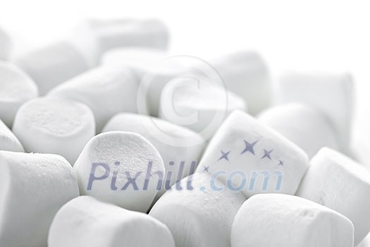 Close up of many plump sweet marshmallows Close up of many plump sweet marshmallows