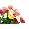 Bouquet of assorted multicolored  roses isolated on white background
