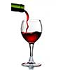 Pouring red wine in goblet isolated on white