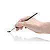 Hand holding brush isolated on white