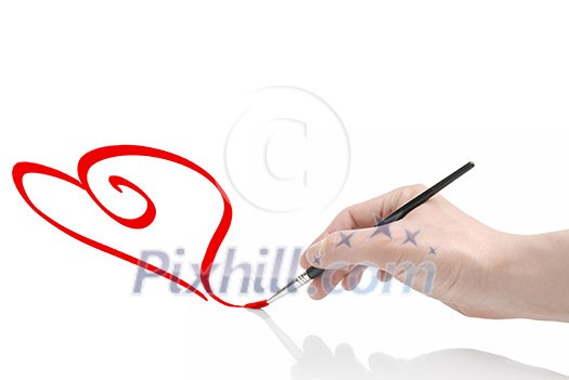 Hand holding brush isolated on white Hand holding brush isolated on white