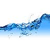 water splash with bubbles isolated on white