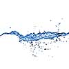 water splash with bubbles isolated on white