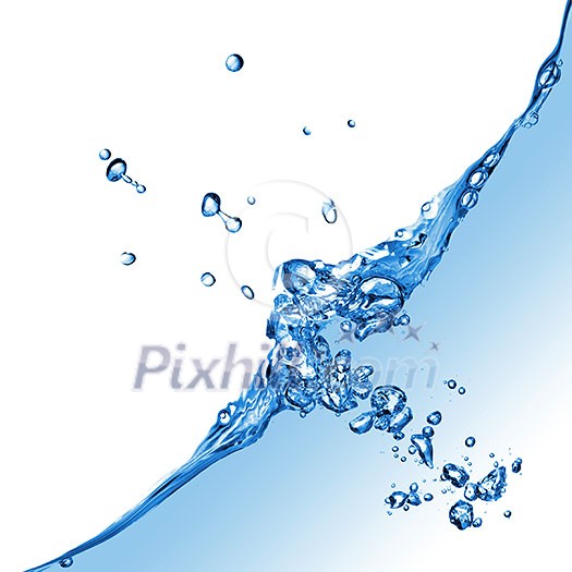 water splash with bubbles isolated on white water splash with bubbles isolated on white