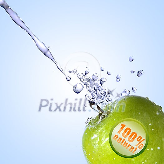 fresh water splash on green apple fresh water splash on green apple