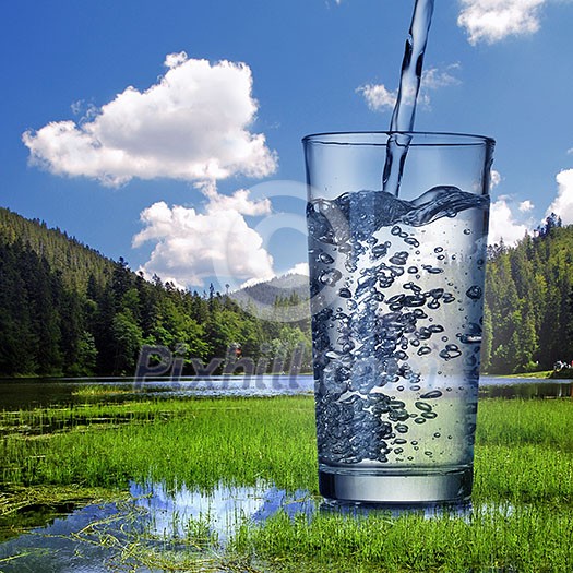 Summer landscape with mountains and blue lake Summer landscape with mountains and blue lake