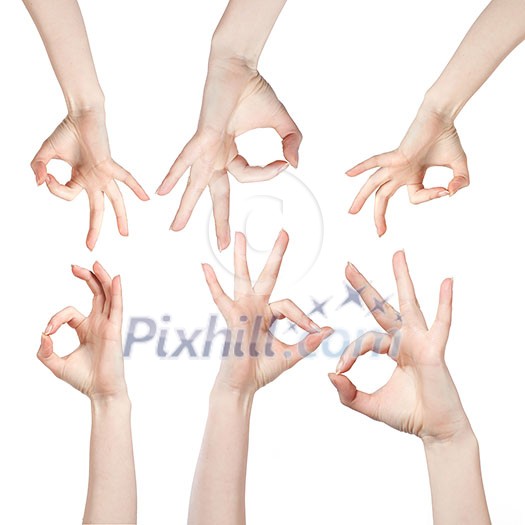 Hand OK sign isolated on white