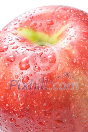 red apple with water drops isolated on white red apple with water drops isolated on white