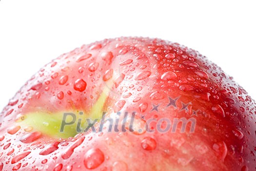 red apple with water drops isolated on white red apple with water drops isolated on white