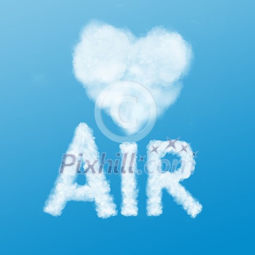 text Air and heart made of cloud in the blue sky text Air and heart made of cloud in the blue sky