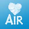 text Air and heart made of cloud in the blue sky