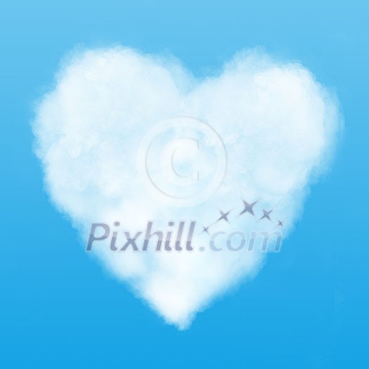 text Air and heart made of cloud in the blue sky text Air and heart made of cloud in the blue sky