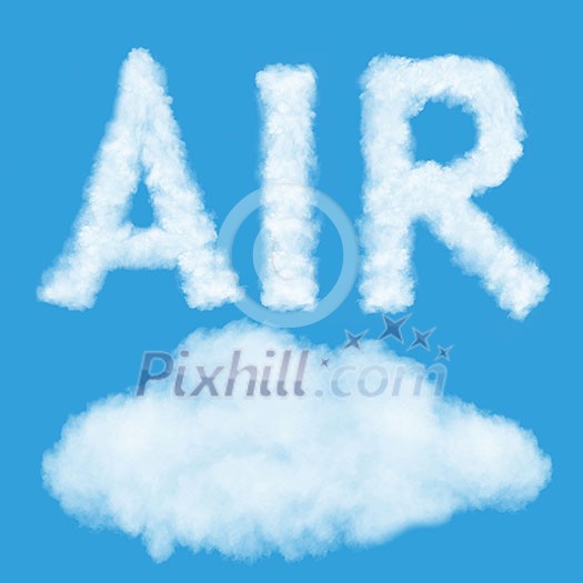 Air natural cloud word on the blue sky. Air natural cloud word on the blue sky.