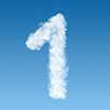 number one made of white clouds on blue background, not render. Concept idea