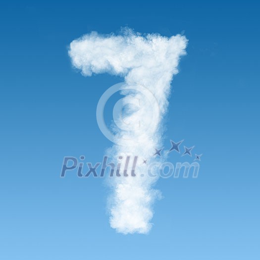 number seven made of white clouds on blue background, not render. Concept idea number seven made of white clouds on blue background, not render. Concept idea