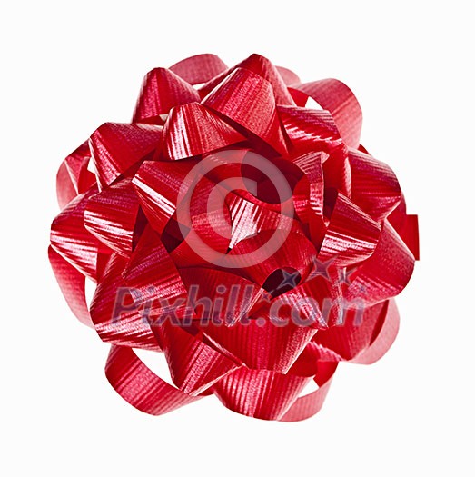 Red Christmas gift bow of ribbon isolated on white background Red Christmas gift bow of ribbon isolated on white background