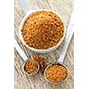 Organic coconut palm sugar in measuring spoons