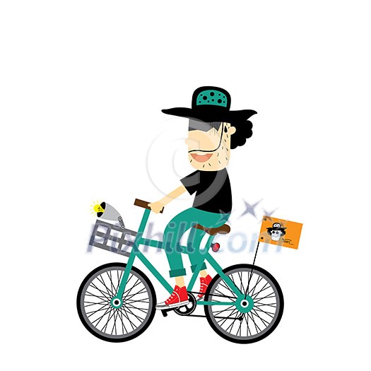 rider hipster man with bike rider hipster man with bike