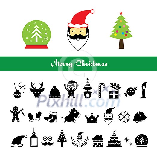 Vector Merry Christmas icons set Vector Merry Christmas icons set