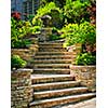 Natural stone stairs landscaping in home garden