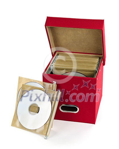 Storage box for compact discs isolated on white background Storage box for compact discs isolated on white background