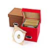Storage boxes for compact discs isolated on white background