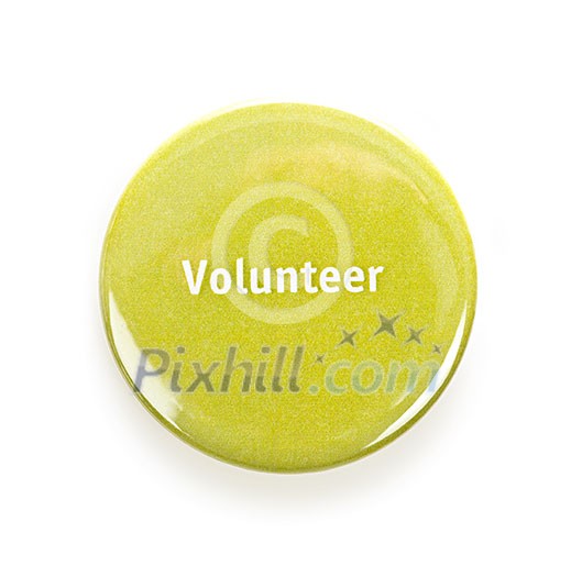 Green round volunteer button isolated on white Green round volunteer button isolated on white