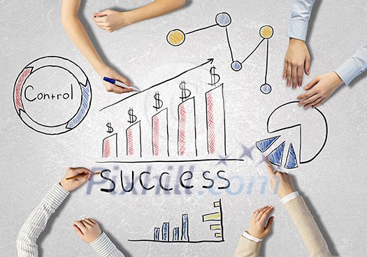 Top view of people hands drawing business teamwork strategy Top view of people hands drawing business teamwork strategy