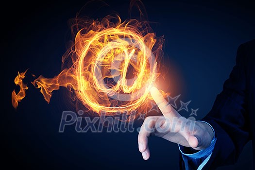 Email concept with light glowing symbol on dark background Email concept with light glowing symbol on dark background
