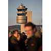 Traffic control tower at the Zurich International Airport (Flughafen Zürich) in Kloten, Switzerland