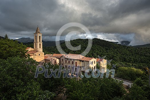 View of a mountain village in Corsica. (village of Evisa) View of a mountain village in Corsica. (village of Evisa)