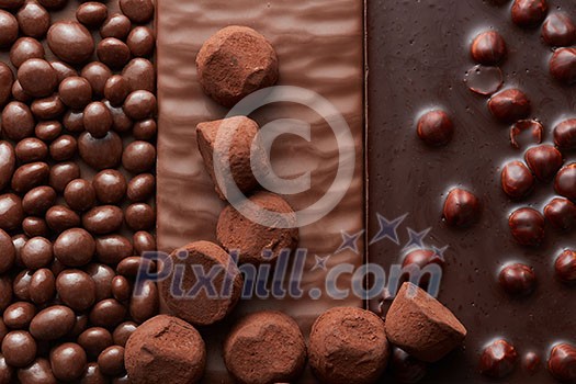 truffle candies on the background of various chocolate truffle candies on the background of various chocolate