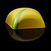 Sideways yellow chocolate candy on a black background
