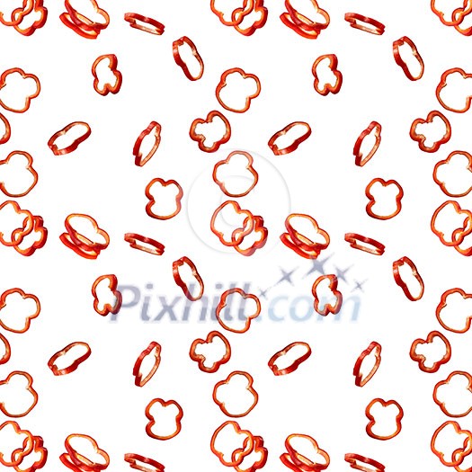 Seamless Pattern from sliced paprika isolated on white, Seamless Pattern from sliced paprika isolated on white,