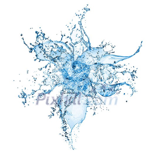 blue flower made of water splashes isolated on white background blue flower made of water splashes isolated on white background