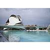 huge buildings of City of Art and Science Museum.View on Valencian Institute of Modern Art