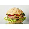 Fresh juice burger isolated on white background