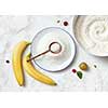 banana pie ingredients on a white background.