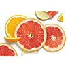 set of different fruits slices isolated on white background. summer and healthy concept